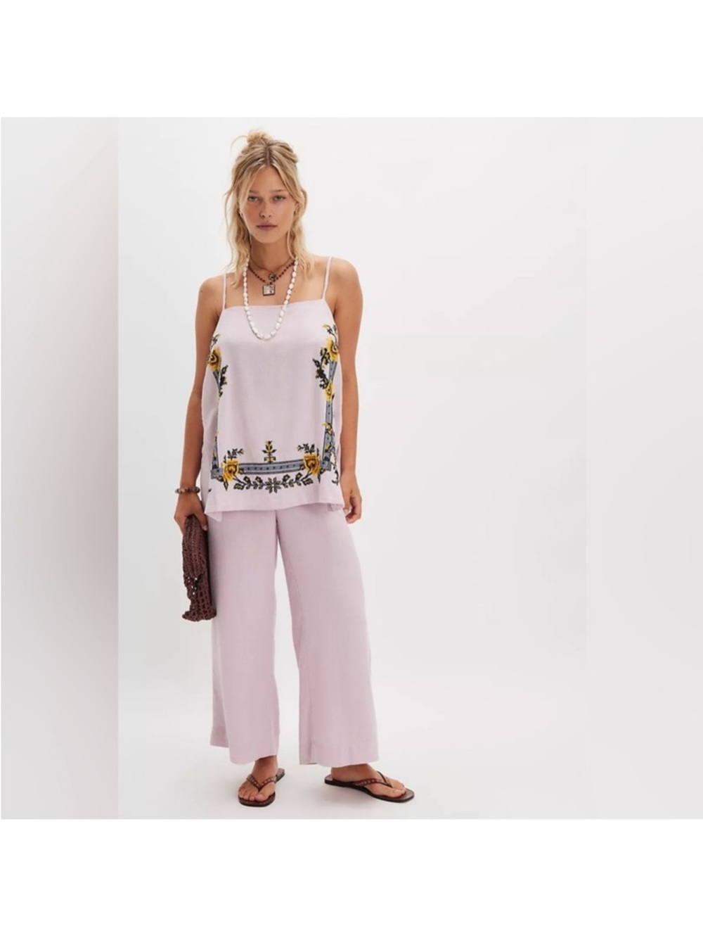 NWOT Free People Sightseer Embroidered Linen Set